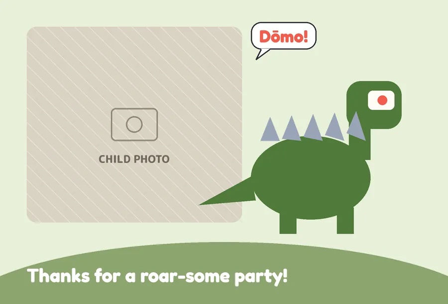 Dinosaur kids birthday card with Kansha
